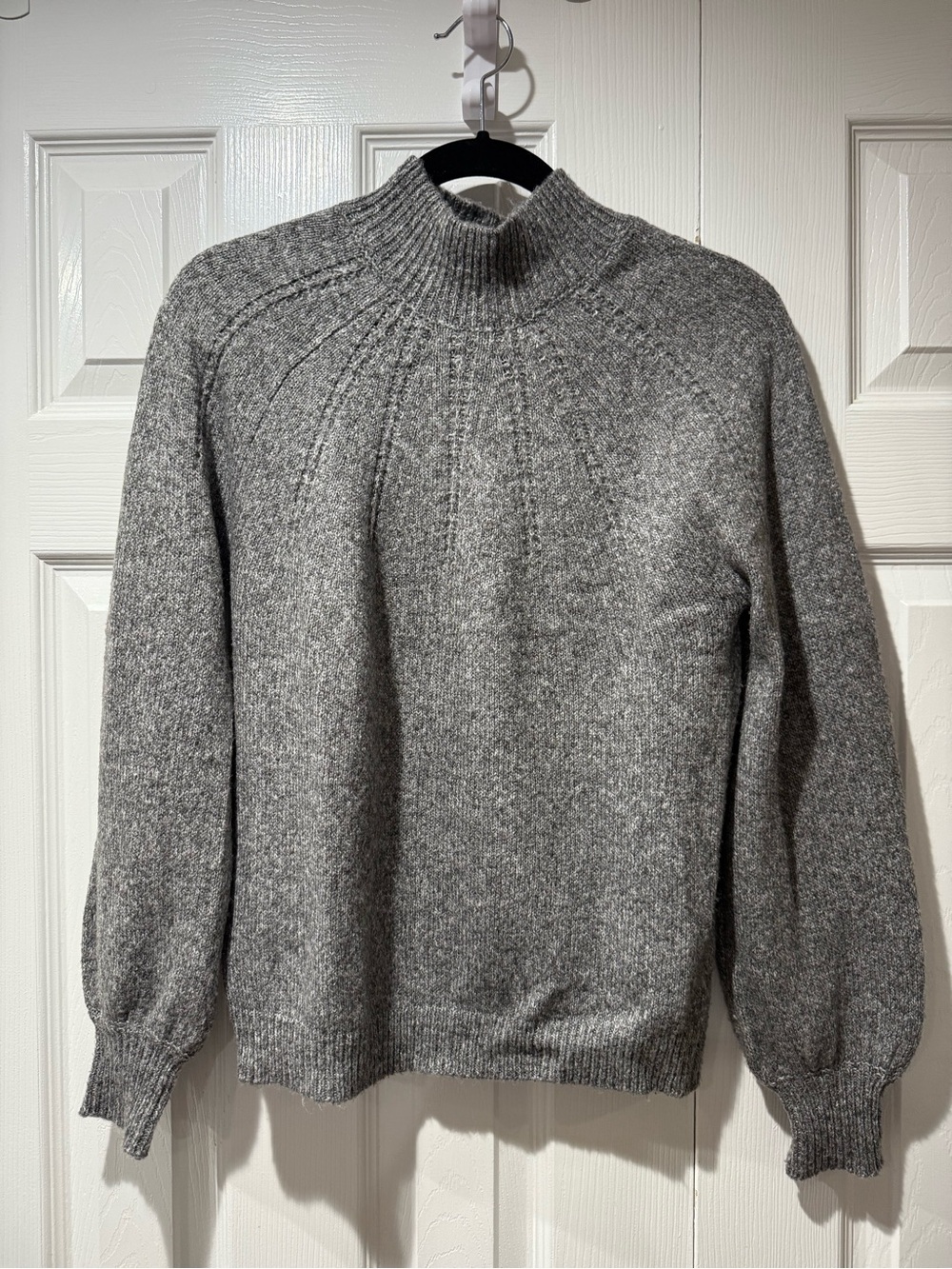 BB Dakota Gray Ribbed Yoke Turtleneck Sweater